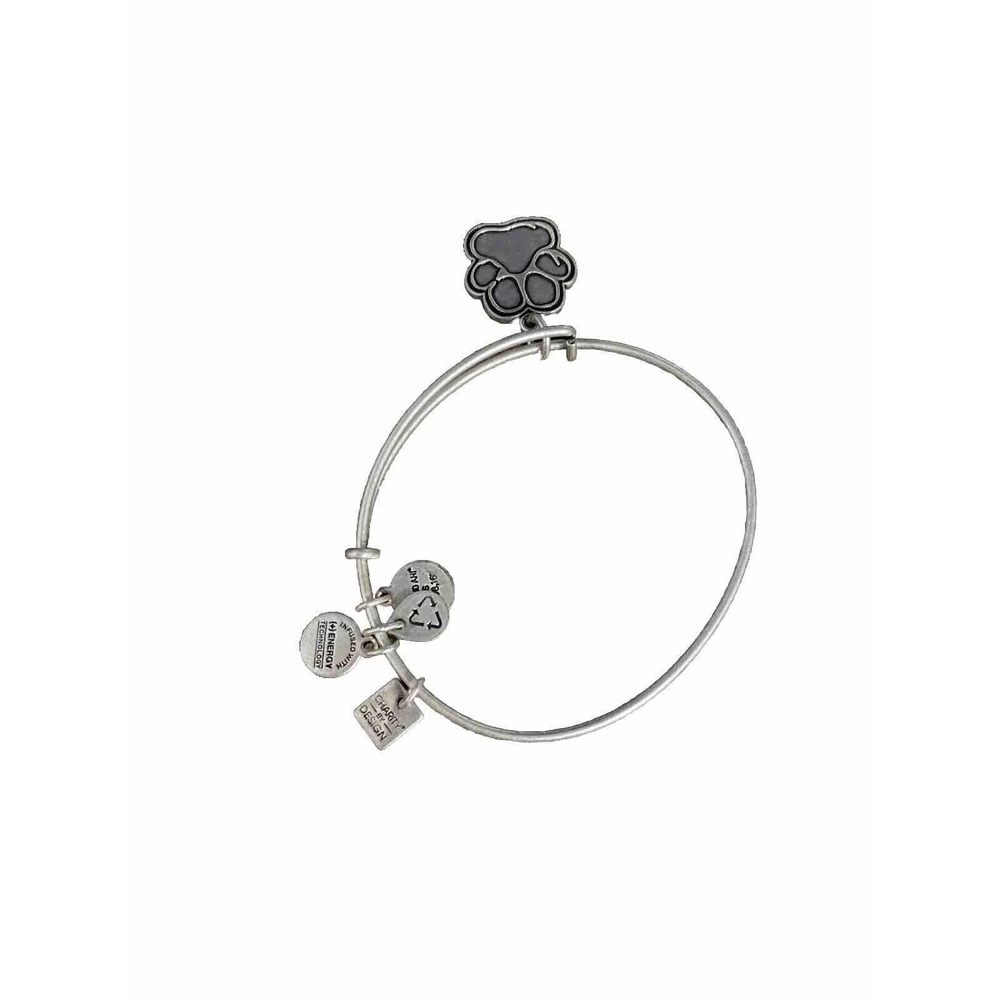 Alex And Ani Dog Foot Print Charm Silver‎ Bangle Bracelet Energy Tech Recycle